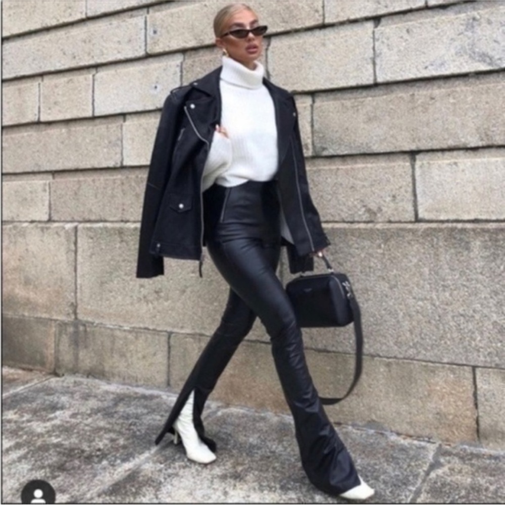 Zara Blogger Favorite Faux Leather Zipper Pants